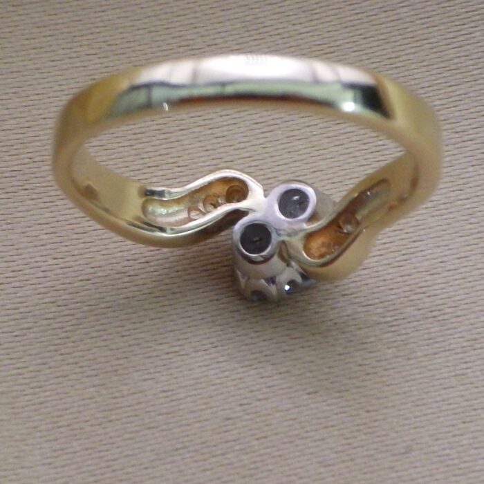 18ct Yellow Gold 0.25ct Diamond Two Stone Twist Ring from Ace Jewellery, Leeds