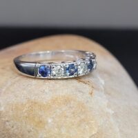 0.75ct Sapphire & Diamond Half Eternity Ring 18ct White Gold from Ace Jewellery, Leeds