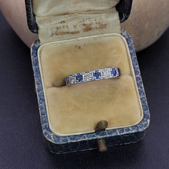 0.75ct Sapphire & Diamond Half Eternity Ring 18ct White Gold from Ace Jewellery, Leeds