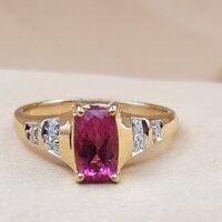 1.05ct Pink Tourmaline & Diamond Ring 18ct Yellow Gold from Ace Jewellery, Leeds