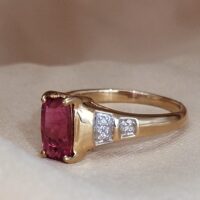 1.05ct Pink Tourmaline & Diamond Ring 18ct Yellow Gold from Ace Jewellery, Leeds