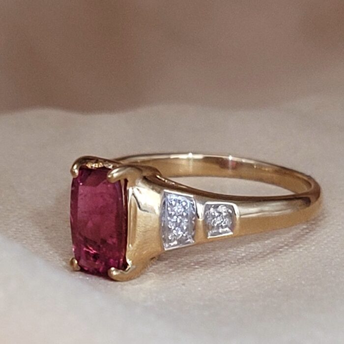 1.05ct Pink Tourmaline & Diamond Ring 18ct Yellow Gold from Ace Jewellery, Leeds