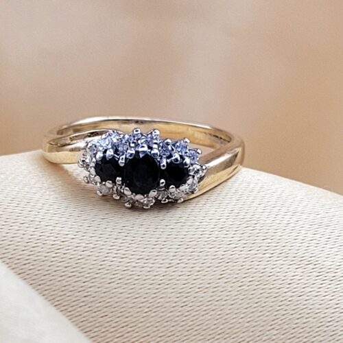 0.40ct Sapphire & Diamond Cluster Ring 9ct Yellow Gold from Ace Jewellery, Leeds