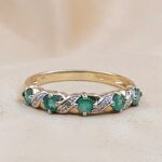 0.55ct Emerald & Diamond Half Eternity Ring 9ct Yellow Gold from Ace Jewellery, Leeds