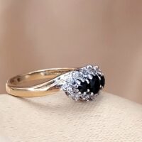 0.40ct Sapphire & Diamond Cluster Ring 9ct Yellow Gold from Ace Jewellery, Leeds