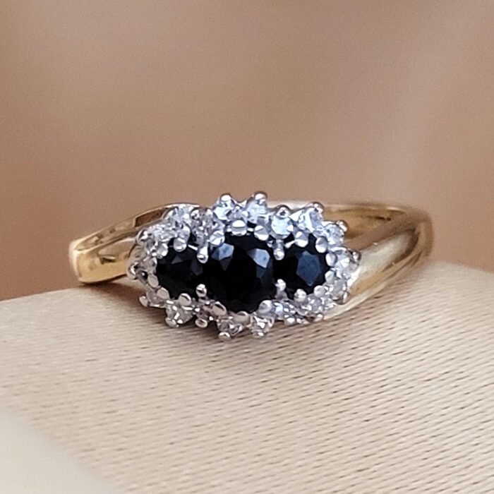 0.40ct Sapphire & Diamond Cluster Ring 9ct Yellow Gold from Ace Jewellery, Leeds