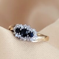 0.40ct Sapphire & Diamond Cluster Ring 9ct Yellow Gold from Ace Jewellery, Leeds