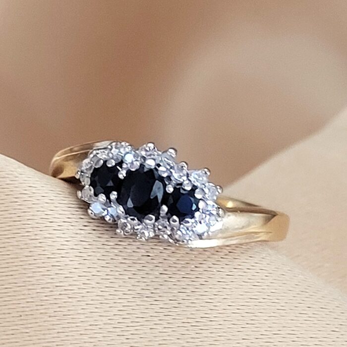 0.40ct Sapphire & Diamond Cluster Ring 9ct Yellow Gold from Ace Jewellery, Leeds