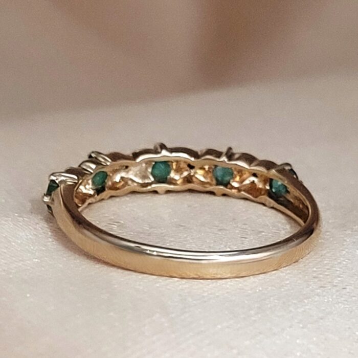 0.55ct Emerald & Diamond Half Eternity Ring 9ct Yellow Gold from Ace Jewellery, Leeds