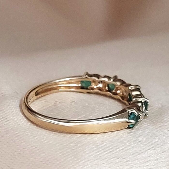 0.55ct Emerald & Diamond Half Eternity Ring 9ct Yellow Gold from Ace Jewellery, Leeds