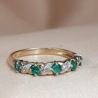 0.55ct Emerald & Diamond Half Eternity Ring 9ct Yellow Gold from Ace Jewellery, Leeds