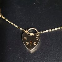Heart Padlock Curb Bracelet 9ct Yellow Gold from Ace Jewellery, Leeds