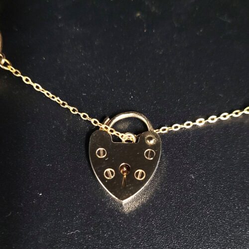 Heart Padlock Curb Bracelet 9ct Yellow Gold from Ace Jewellery, Leeds