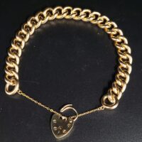 Heart Padlock Curb Bracelet 9ct Yellow Gold from Ace Jewellery, Leeds
