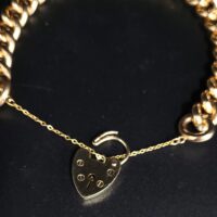 Heart Padlock Curb Bracelet 9ct Yellow Gold from Ace Jewellery, Leeds