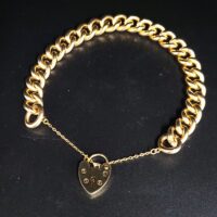 Heart Padlock Curb Bracelet 9ct Yellow Gold from Ace Jewellery, Leeds