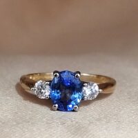 1.82ct Sapphire & Diamond Three-Stone Ring 18ct Yellow Gold from Ace Jewellery, Leeds