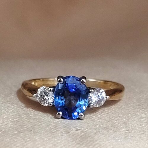 1.82ct Sapphire & Diamond Three-Stone Ring 18ct Yellow Gold from Ace Jewellery, Leeds