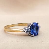 1.82ct Sapphire & Diamond Three-Stone Ring 18ct Yellow Gold from Ace Jewellery, Leeds