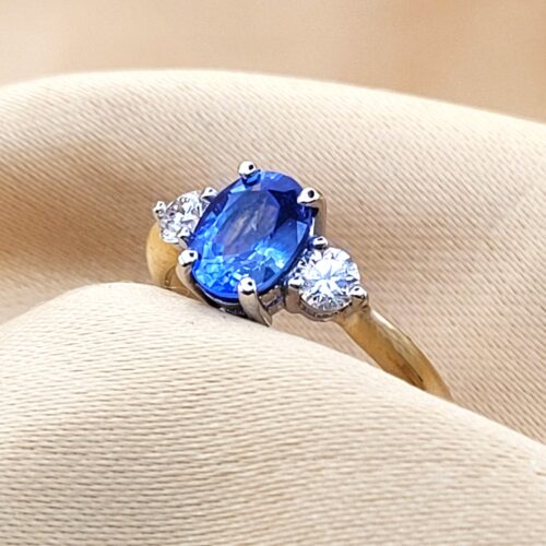 1.82ct Sapphire & Diamond Three-Stone Ring 18ct Yellow Gold from Ace Jewellery, Leeds