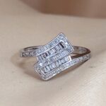 0.33ct Baguette & Round Diamond Crossover Double Row Ring 9ct White Gold from Ace Jewellery, Leeds