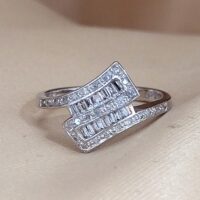 0.33ct Baguette & Round Diamond Crossover Double Row Ring 9ct White Gold from Ace Jewellery, Leeds