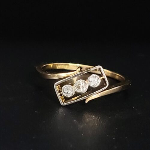 0.10ct Old-Cut Diamond Three-Stone Antique Ring 18ct Yellow Gold from Ace Jewellery, Leeds