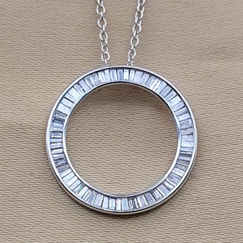 1.0ct Baguette Diamond Circle of Life Pendant Necklace 9ct White Gold from Ace Jewellery, Leeds