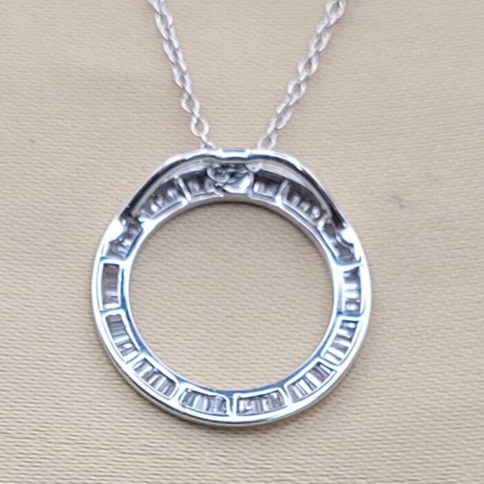 1.0ct Baguette Diamond Circle of Life Pendant Necklace 9ct White Gold from Ace Jewellery, Leeds