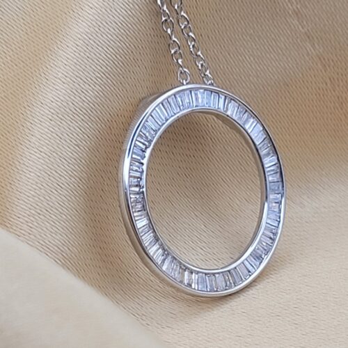 1.0ct Baguette Diamond Circle of Life Pendant Necklace 9ct White Gold from Ace Jewellery, Leeds