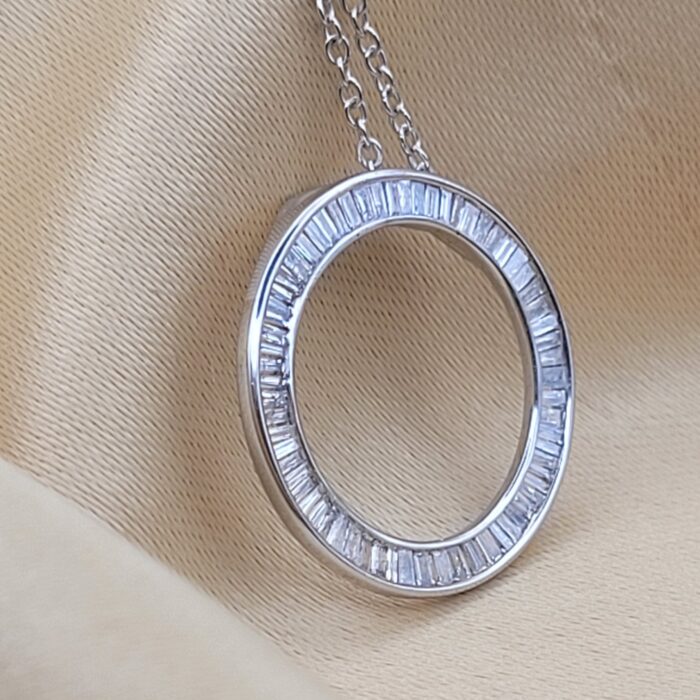 1.0ct Baguette Diamond Circle of Life Pendant Necklace 9ct White Gold from Ace Jewellery, Leeds