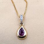 0.54ct Pear-Shaped Ruby & Diamond Teardrop Pendant Necklace 9ct Yellow Gold from Ace Jewellery, Leeds