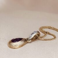 0.54ct Pear-Shaped Ruby & Diamond Teardrop Pendant Necklace 9ct Yellow Gold from Ace Jewellery, Leeds