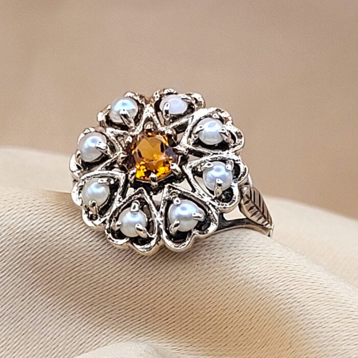 0.40ct Citrine & Pearl Ring 9ct Yellow Gold from Ace Jewellery, Leeds