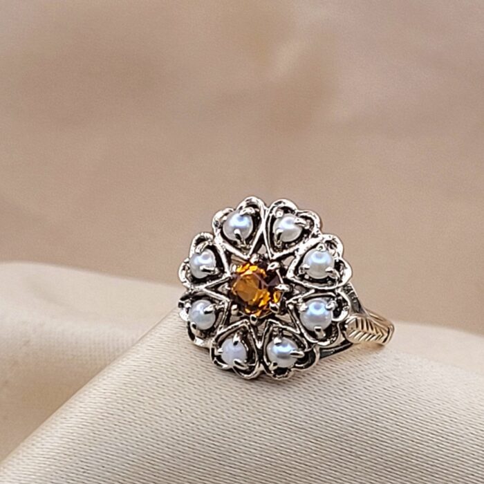0.40ct Citrine & Pearl Ring 9ct Yellow Gold from Ace Jewellery, Leeds