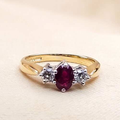 1.0ct Ruby & Diamond Ring 18ct Yellow Gold from Ace Jewellery, Leeds