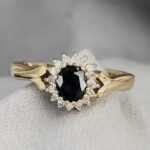 0.90ct Sapphire & Diamond Cluster Ring 9ct Yellow Gold from Ace Jewellery, Leeds