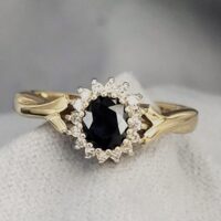 0.90ct Sapphire & Diamond Cluster Ring 9ct Yellow Gold from Ace Jewellery, Leeds