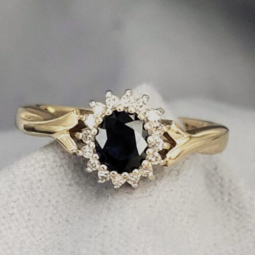 0.90ct Sapphire & Diamond Cluster Ring 9ct Yellow Gold from Ace Jewellery, Leeds