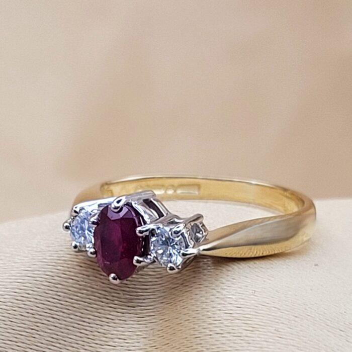 1.0ct Ruby & Diamond Ring 18ct Yellow Gold from Ace Jewellery, Leeds