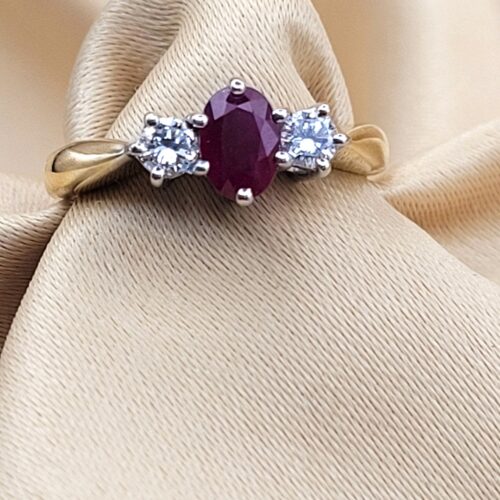 1.0ct Ruby & Diamond Ring 18ct Yellow Gold from Ace Jewellery, Leeds