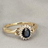 0.90ct Sapphire & Diamond Cluster Ring 9ct Yellow Gold from Ace Jewellery, Leeds