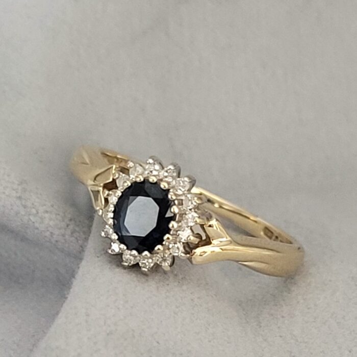 0.90ct Sapphire & Diamond Cluster Ring 9ct Yellow Gold from Ace Jewellery, Leeds