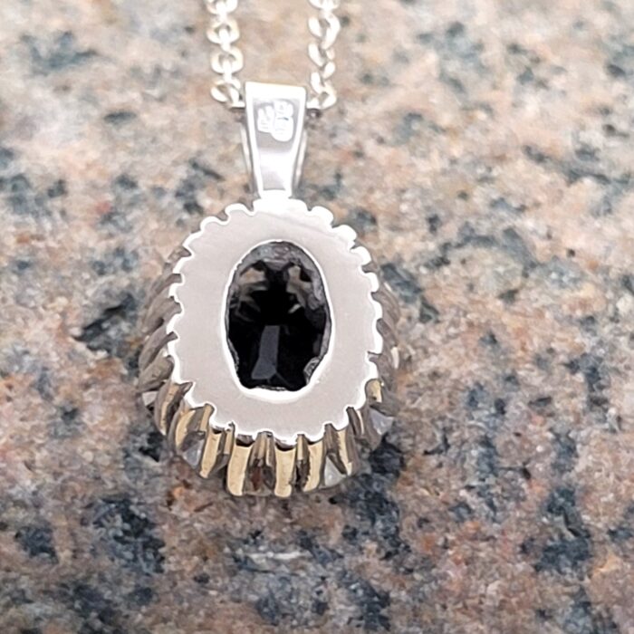 9ct White Gold 1.35ct Sapphire & Diamond Cluster Pendant Necklace from Ace Jewellery, Leeds