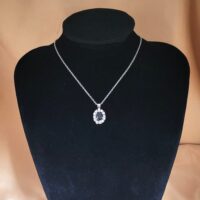 9ct White Gold 1.35ct Sapphire & Diamond Cluster Pendant Necklace from Ace Jewellery, Leeds