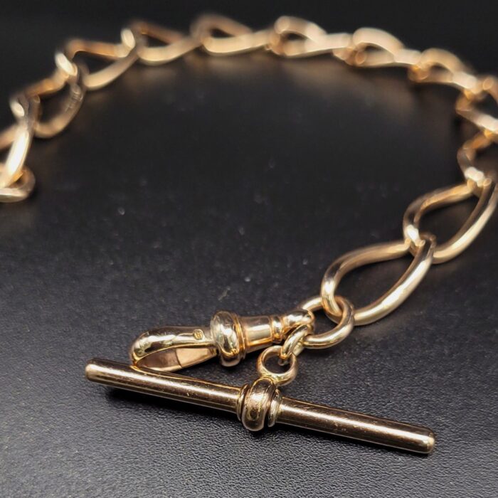 9ct Yellow Gold Large Open Curb Link T-Bar Bracelet from Ace Jewellery, Leeds