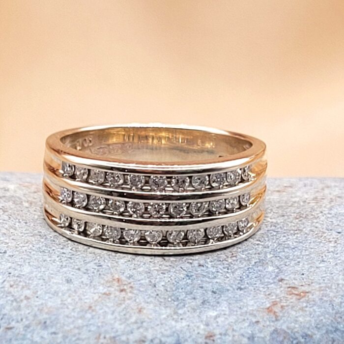 9ct Yellow Gold Three-Row Channel-Set 0.50ct Diamond Ring from Ace Jewellery, Leeds