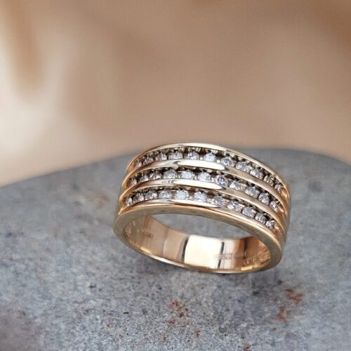 9ct Yellow Gold Three-Row Channel-Set 0.50ct Diamond Ring from Ace Jewellery, Leeds