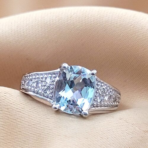 1.97ct Aquamarine & Diamond Ring 9ct White Gold from Ace Jewellery, Leeds
