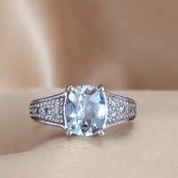1.97ct Aquamarine & Diamond Ring 9ct White Gold from Ace Jewellery, Leeds